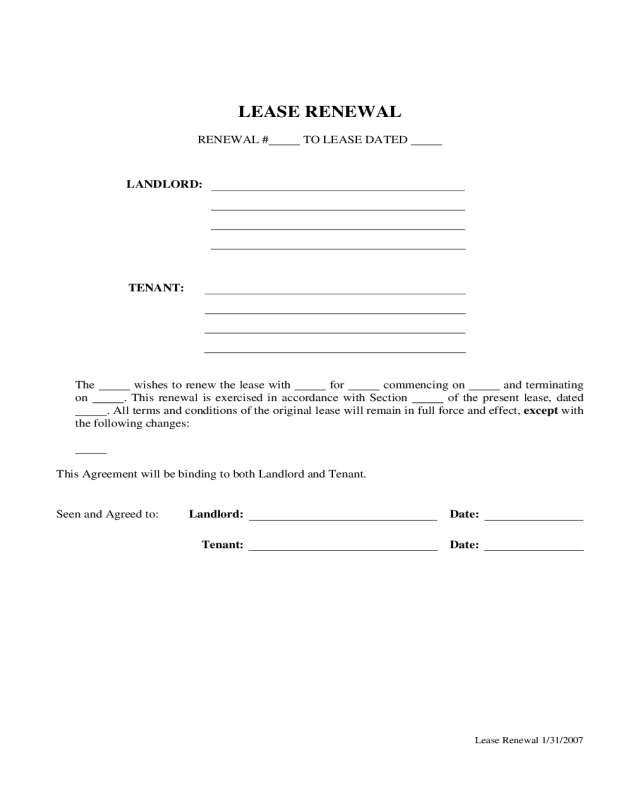 Renewal Lease Form [DHCR form RTP-8]