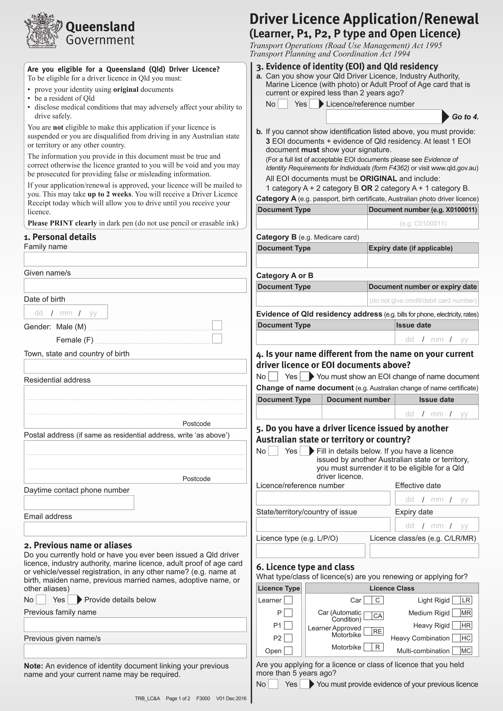 FORM-9 Form of Application for the Renewal of Driving License