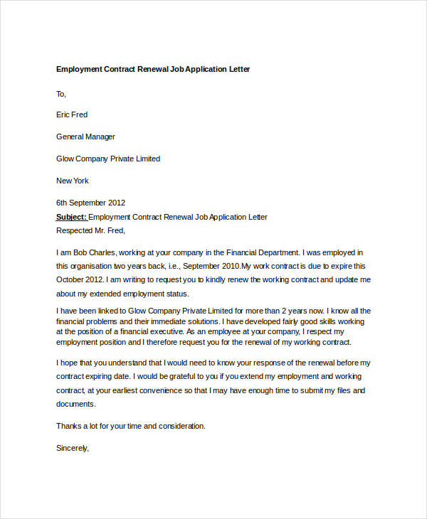 Agreement Renewal Letter Samples Document Hub